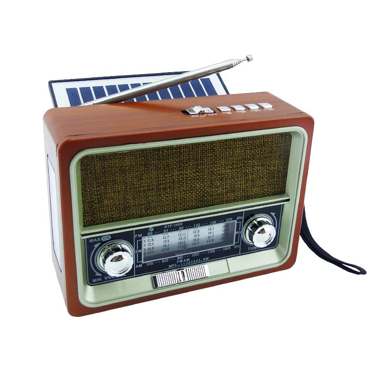 Radio Retro Multifunción con Linterna y Panel Solar