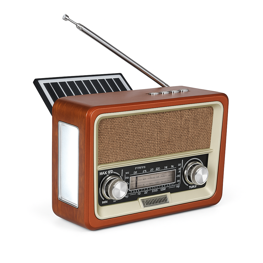 Radio Retro Multifunción con Linterna y Panel Solar