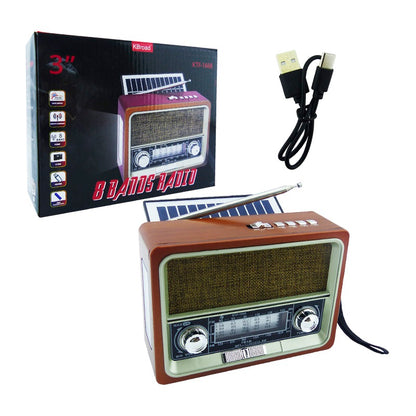 Radio Retro Multifunción con Linterna y Panel Solar